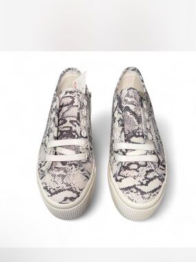 Size 6 Womens Snake Print Platform Sneakers - White/Grey Brand New